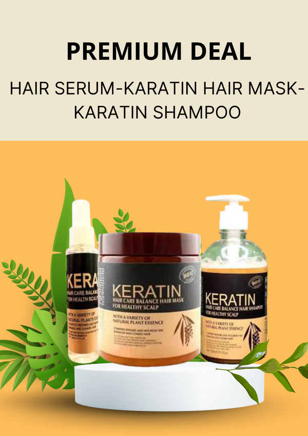 (NEW DEAL) Pack of 3 Items Keratin Hair Mask / Keratin Shampoo / Keratin Hair Spray